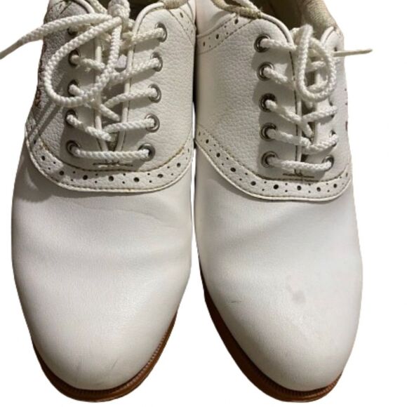 Foot-Joy Green-Joys’ WOMEN’s WHITE LACE UP GOLF SHOES Sz- 7.5 - Picture 2 of 11